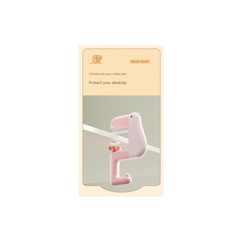 ZPVENATRO Decorative Duck-Shaped Detachable Desk Hook, Portable Side-Mount Schoolbag Pendant,