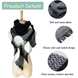 Kakaly Women Tartan Scarf - Winter Plaid Blanket Scarfs Warm Large Triangle Shawl Wrap Cashmere Soft Checked Ladies Scarves Gifts
