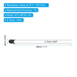 PATIKIL NTC Thermistors Resistors, 20Pcs 10K Ohm MF52-103 1% Accuracy High Sensitivity Current Limiter Temperature Sensor for Measuring Temperature Black