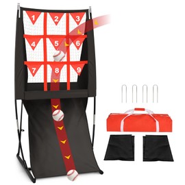 Storgem Baseball and Softball Pitching Target Net – Easy to Assemble with Automatic Ball Return, with 9 Pocket and Strike Zone Target, Portable Pitcher Training Height Adjustable, Carry Bag