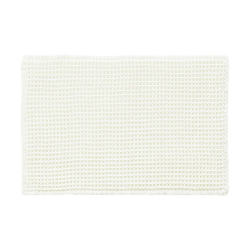 TYUU Cream White Bathroom Rugs, Waffle Bath Mat Non Slip