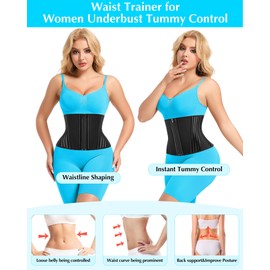 LUXURY-VITA Short Torso Waist Trainer for Women Lower Belly Fat, Workout Fajas Colombianas Waist Cincher Corset, Black(enhanced,9''torso,hooks&zipper), Small