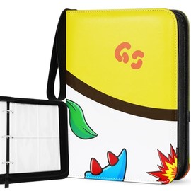 Trading Card Binder 440 Pockets, 4-Pocket Card Holder with 55 Sleeves Yellow