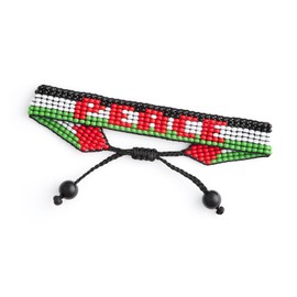 Handmade Adjustable Palestine Flag Beaded Bracelet - Show Your Support with Style (Peace)
