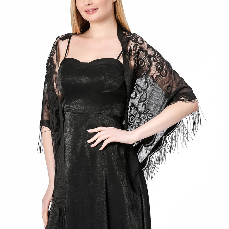 Ladiery Triangle Lace Shawls and Wraps for Evening Dresses with