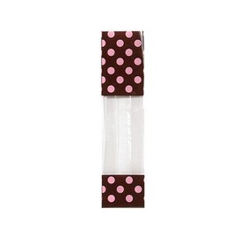 Pack of 1, Chocolate & Pink Dots Designer Cello Bags 2 x 1.75 x 9.5" 1.85 Mil Great for Gourmet, Valentine's Day & Baby Showers