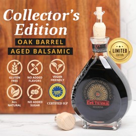 Due Vittorie Oro Gold Barrel Aged Balsamic Vinegar of Modena IGP - Special Edition, in Glass Decanter, Traditional Aged Balsamic Vinegar from Italy - 8.45 fl oz (250 ml)