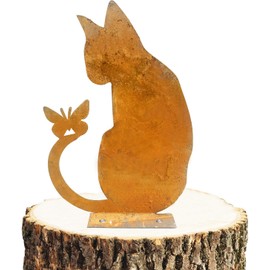GUOSIYAO Cat Garden Decoration Rust Garden Stake Cat Patina Rust Garden Stake Metal for Inserting in Rust Look Decorative Rust Look for Garden Balcony & Patio Christmas Decoration