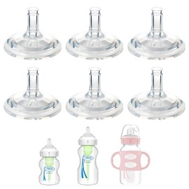 Sippy Straw Nipple for Dr. Brown's Wide-Neck Baby Bottles & Sippy Spout Bottles, Soft 100% Silicone Baby Bottle Sippy Straw Nipple, Variable Flow, 6m+, 6 Count