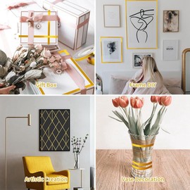 Gold Foil Tape 5 Roll, 10mm X 275 Yds Metalized Polyester Mylar Film Tape Gold Washi Tape Set for Wall Carfts Easy to Use