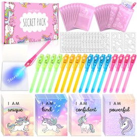 MarckersHome UV Pen and Notebook, Pack of 16 Party Bags Children's Birthday Girls, Magic Pens Children, Children's Birthday Party Gifts, Advent Calendar Children, Unicorn Gift for Girls