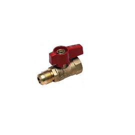 (1) EZ-Fluid 3/4" FIP x 5/8" OD Flare Gas Ball Valve Straight,Gas Shut Off Connector with 1/4-Turn Handle,Brass Plumbing Fitting,Red