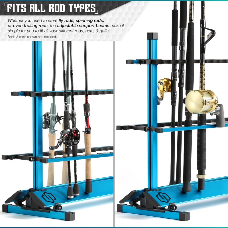 Savior Equipment Fishing Rod Rack Holder Organizer, Lightweight Aluminum Vertical