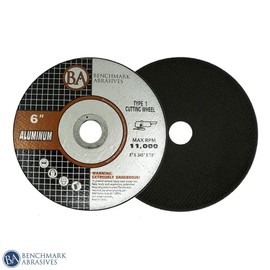 Benchmark Abrasives Type 1 Aluminum Oxide 6 Inch Cut Off Wheels for Aluminum & Soft Metals, Thin Grinding Wheel, .045" Thick 7/8" Arbor, Angle Grinder Cutting Disc, Grinding Cutting Wheel - 25 Pack