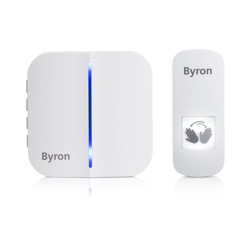 Byron Wireless Portable Doorbell Set, Touch Free Door Push, Wave