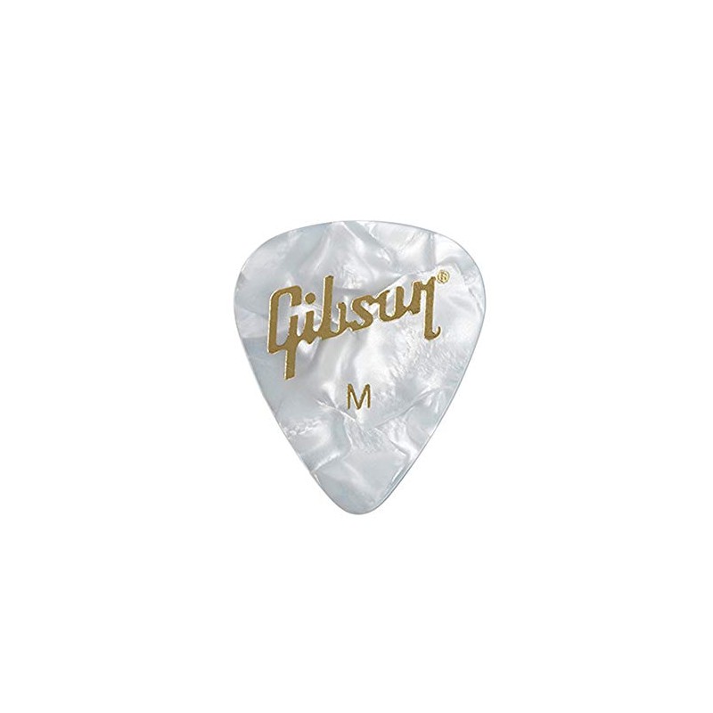 Gibson Pearloid White Picks, Pack of 12, Medium