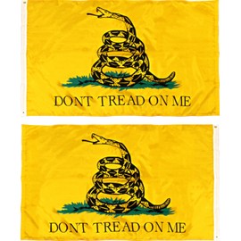 Gadsden Don't Tread On Me Yellow Snake Double Sided 2ply Flag 2'x3' Banner PREMIUM Vivid Color and UV Fade BEST Garden Outdor Decor Resistant Canvas Header and polyester material FLAG