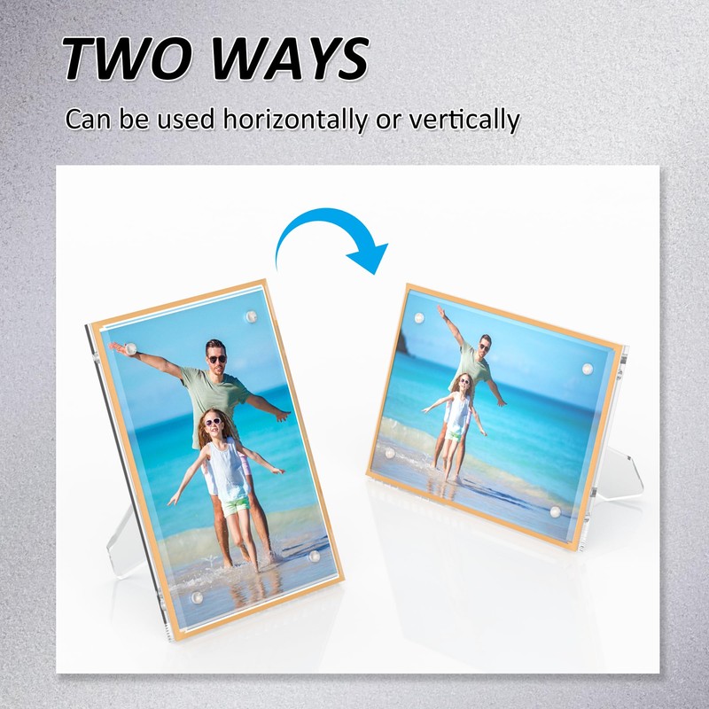 Hexsonhoma Acrylic 3.5x5 Picture Frame with Gold Edge Pack of