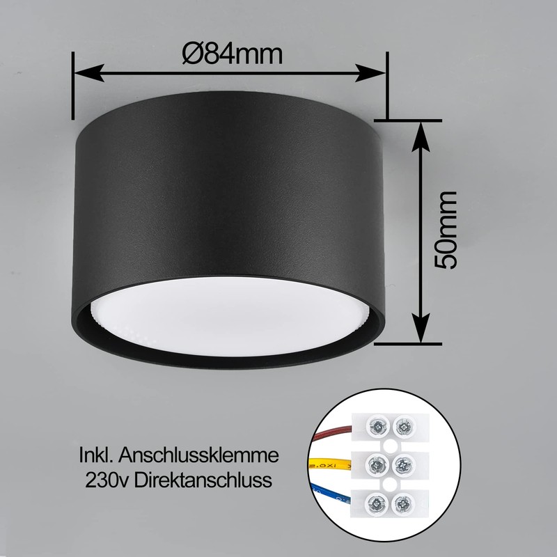 BOYIR LED Surface-Mounted Spotlight Ceiling Spotlight Flat LED GX53 6