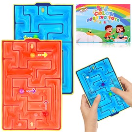 Ainiv 2 Pack Maze Sensory Toys, Fidget Toys for Anxiety, Squishy Fidget Toys for Kids Adults, Autism Sensory Toys, Gel Filled Relief Toy Special Needs Developmental Toys(Maze Type Red & Blue)