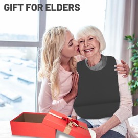 varlldibao Adult Bibs for Men & Women，2 Pack Adjustable Adult Silicone Bib，Washable Waterproof Bibs for Adults with Crumb Catcher ，Gift for Mom/Dad