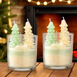 Conelist 2 Set Christmas Tree Candles Aspen Forest Scented Candle Christmas Tree Shape Candles Gifts for Christmas Decor Home Decoration Plant Lovers Gift Holiday (Milky White,Attractive)
