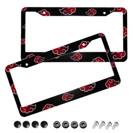 PAASTAI Anime License Plate Frame, Neutral Anime car Accessories, Aluminum Integrated License Plate Frame with Nuts, Anime car Frame, Anime licenses Plate, 2 Pieces of 12.4 X 6.3 inches