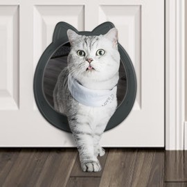 CAREMYWORLD Large Cat Door Interior Door, No-Flap Cat Door for Interior Door, Pet Door for Cats, Easy DIY Setup, No Training, Up to 22 LBS, Easy to Install(Smoky Gray)