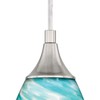 Milano Satin Nickel Mini Pendant Ceiling Light Blue Glass
