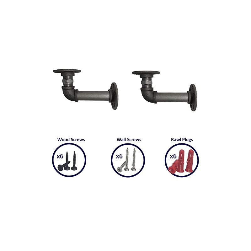 Pipe Bracket - Rustic, Industrial, Heavy Duty 3/4 Inch Pipework