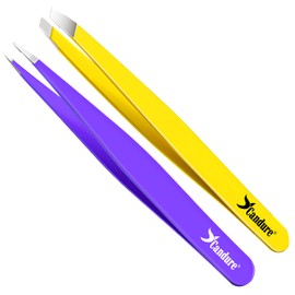 Candure Candure Tweezers Slanted & Pointed Tip Eyebrow Tweezer Set for Facial Hair Women & Men Stainless Steel Professional Precision Tweezers for Grooming, Plucking, Shaping,Brow, Chin & Ingrown Hair 2pc