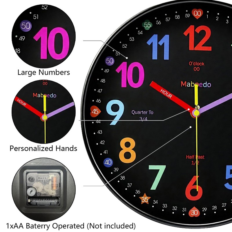 Reloj de pared moderno de 8 pulgadas, funciona con pilas,