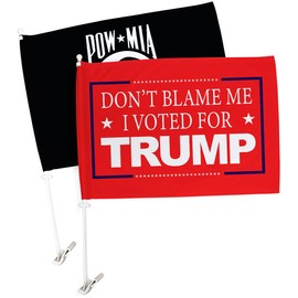 Trump Flag Dont Blame Me Red Car Flags Pack with POW MIA Veterans Military Armed Forces Memorial Vehicle Auto Window Decor Bandera para Carros Outdoor Pole Accessories Gifts for Him, Made in USA