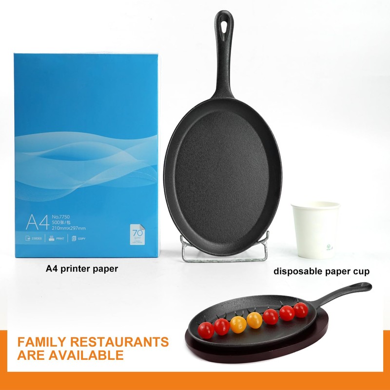 DVK Sizzling Plate with Wooden Base Fajita Skillet with Scald