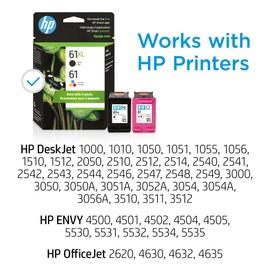 HP 61 / 61XL (CZ138FN) Ink Cartridges (Tri-Color/Black) 2-Pack in Retail Packaging