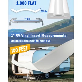 1" RV Trim Molding Insert,100FT Vinyl Corner Molding, Screw Cover Trim,Weather Stripping Roof Gutter Exterior for RV Camper Travel Trailer-White
