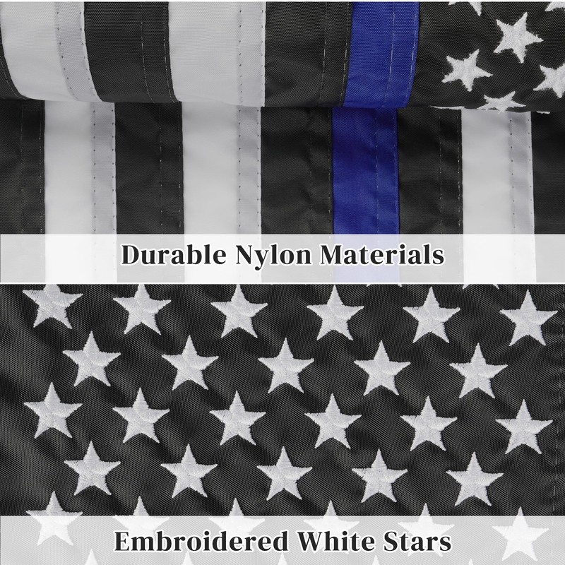 MCFULL 12x18 Inch Thin Blue Line Garden Flag,American Police Garden