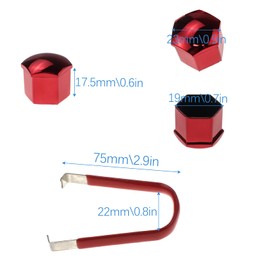 Nihfien 24pcs Wheel Nut Cap 19mm Wheel Bolt Nut Caps Covers,Universal Anti-Rust Car Tire Nut Caps Bolt Cover,Hexagonal Plastic Tire Bolt with Removal Tool (Red)