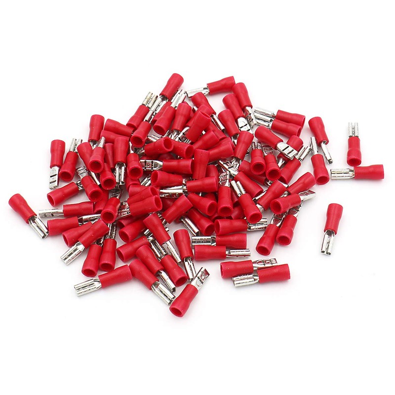 Baomain 0.11" Red Female Insulated Spade Wire Connector Electrical Crimp