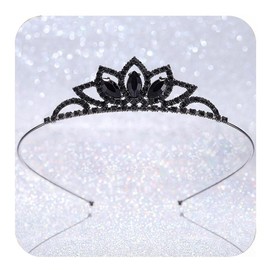 Kilshye Princess Silver Tiara and Crown Pink Crystal Tiaras Pageant Crowns Rhinestone Birthday Headdress for Women (Black Plated-Black)