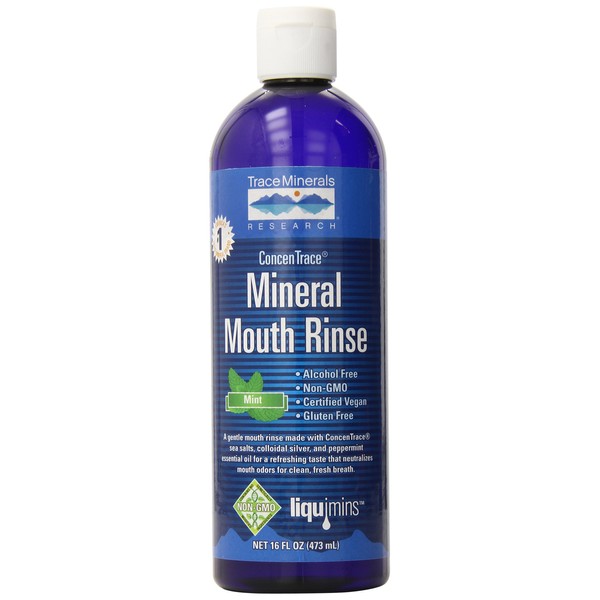 Trace Minerals Research Concentrace Mineral Mouth Rinse 16 oz, Mint flavor, Gentle Mouth Rinse, Fresh Breath, Natural Mouth Wash