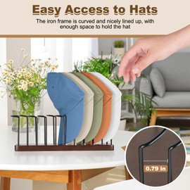 Lomrsiul Hat Organizer for Baseball Caps, Wooden Tabletop Hat Rack Holder for 10 Hats Hat Display Stand for Closet Organizers and Storage Brown 1 Pack