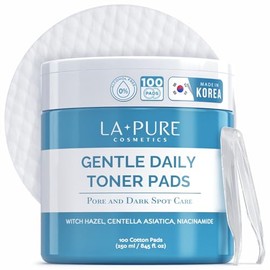 LA PURE Almohadillas de tóner coreanas para cara, almohadillas exfoliantes sin alcohol con hamamelis, centella asiática y niacinamida para exfoliar, h
