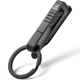 FEGVE Duty Belt Key Holders Titanium Carabiner Keychain Belt Clip with Keyring for Keys,Gifts for Men Dad (Black - BK1)