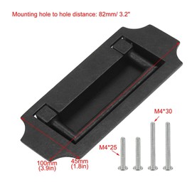 Antrader 2 Pcs Zinc Alloy Handle Drawer Hidden Drawer Cabinet Embedded Pull Ring Door Handle with Two M4*25, Two M4*30 Screws, Black