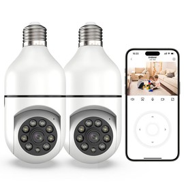 WERCHTAY Light Bulb Camera, Bulb Security Camera 2.4Ghz WiFi Wireless Home Monitoring Camera, Motion Detection, Two-Way Audio, HD Night Vision, Pan/Tilt, 64G SD & Cloud Storage, Best Gifts - Color: 2pc