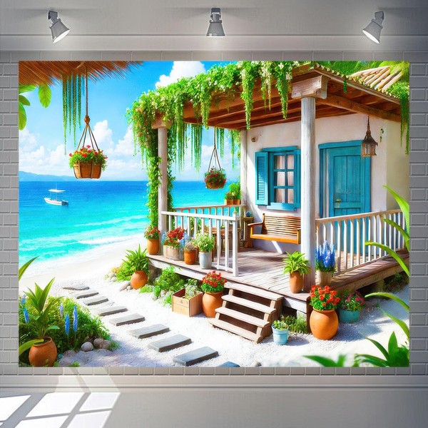 BlissYard Hello Summer Hawaiian Beach Banner Summer Beach Themed Party