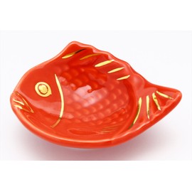 有田焼 伯父山窯 めで鯛 豆皿 赤