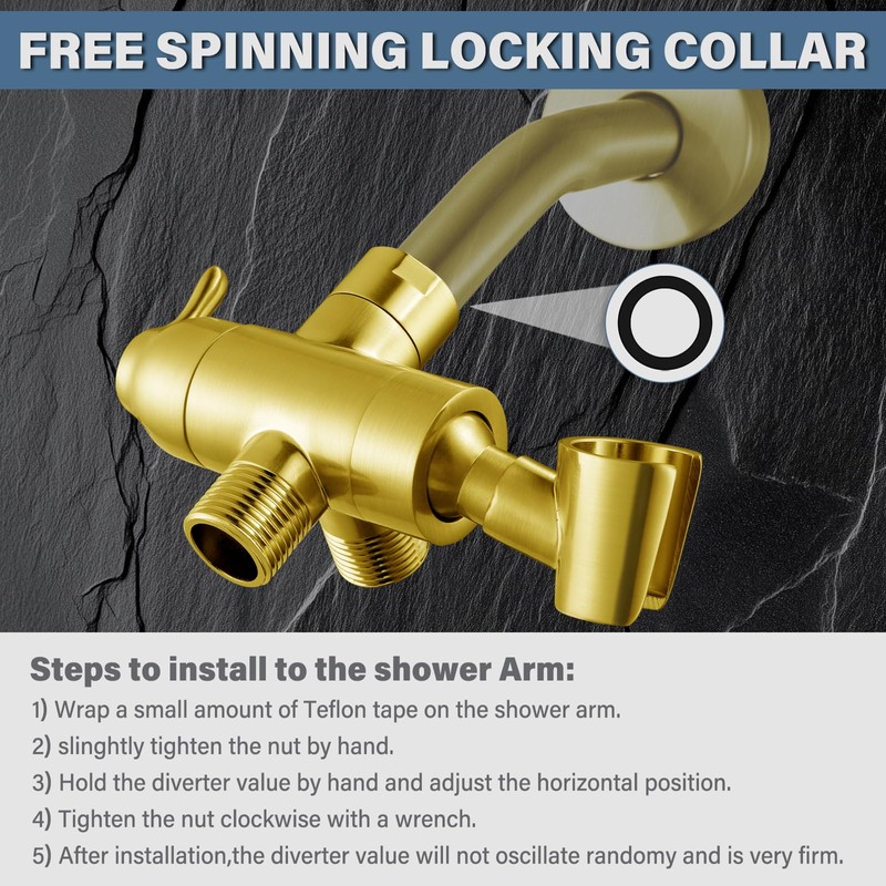 Metal Shower Arm Diverter with Handheld Mount, G1/2" 3-Way Shower