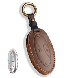 MILD EAST Leather Key Fob Cover for 2023 2024 2025 Hyundai Ioniq 6 Grandeur GN7, Soft Smart Remote Key fits for 2024 2025 Sonata Elantra Kona Santa Fe Tucson (Brown, 7 Button)